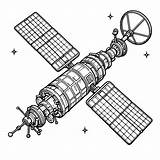 Satellite In Space 🛰️ Coloring Page sketch template