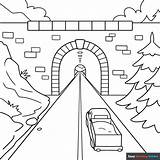 Easy Tunnel In One Point Perspective Coloring Page  Drawing Guides sketch template