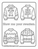7 Free Cute Christmas Ugly Sweater Coloring Pages sketch template