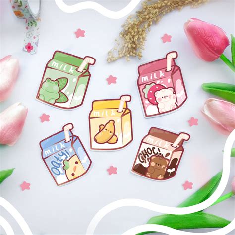 Kawaii Milk Carton Stickers/strawberry Oat Banana Chocolate Matcha ...