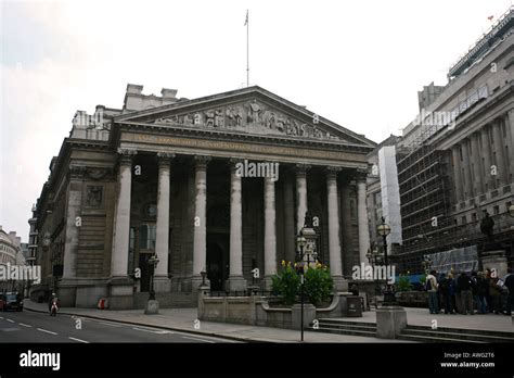 World famous financial institution the Bank of England building in the City of London England ...