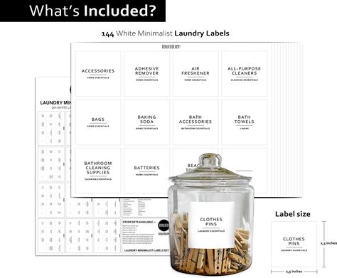 Dekluttr 144 Minimalist Laundry Labels for Organizing Linen, Storage ...