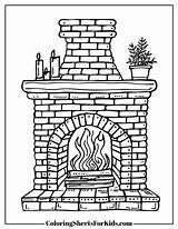 Fireplace Coloring Pages Free Downloads  Sheets For Kids sketch template