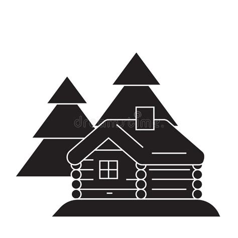 Log Cabin Black Vector Concept Icon. Log Cabin Flat Illustration, Sign ...