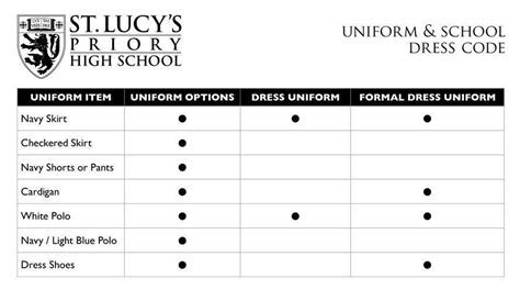 Uniform and Dress Code - Student Life - St. Lucy's Priory High School