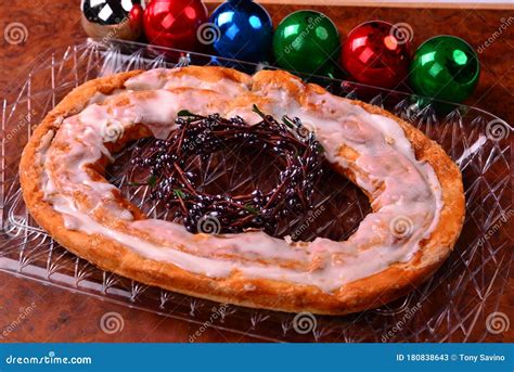 Kringle at Christmas Time with Colorful Ornaments Stock Image - Image of delicate, cooked: 180838643