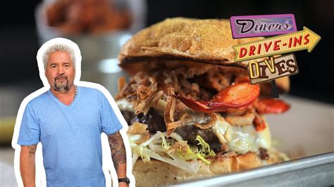 Guy Fieri Eats a Surf 'n' Turf Burger | Diners, Drive-Ins and Dives | Food Network | Flipboard