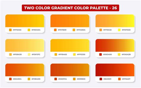 Gradient color palette with color codes in RGB or HEX, Catalog, Trendy colors, Gradient swatches ...