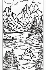 Simple Zen Coloring Page Grand Teton National Park · Creative Fabrica sketch template