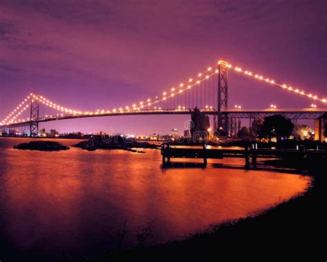 Ambassador Bridge Night Lights Stock Photos - Image: 1110253