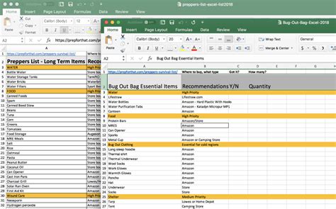 printable prepper list, excel format Preppers List, Survival Supplies, Bug Out Bag, Foot Tattoos ...