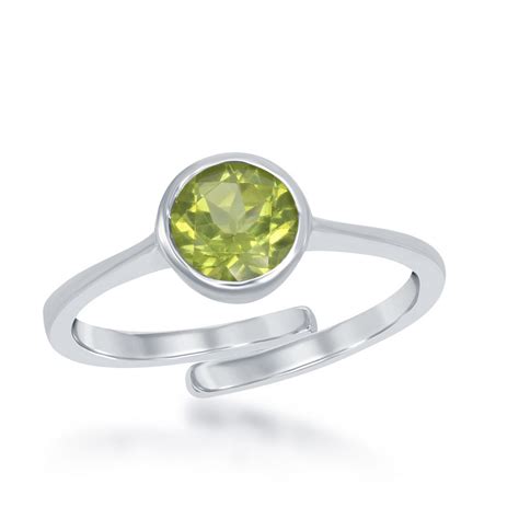 "August" Peridot Bezel Set Adjustable Ring - The Jewelry Vine