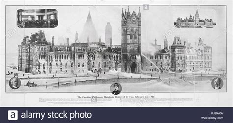 The Canadian Parliament buildings destroyed by fire, February 3rd, 1916 (HS85 10 31357 Stock ...