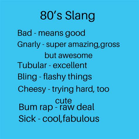 1980’s Slang sayings. | Slang words, 80s theme party, Slang