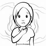Sore throat Cartoon Girl Black And White Vector Free Download sketch template
