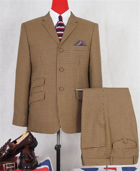 Dogtooth Suit Brown Dogtooth 3 button mod suit for men | Etsy