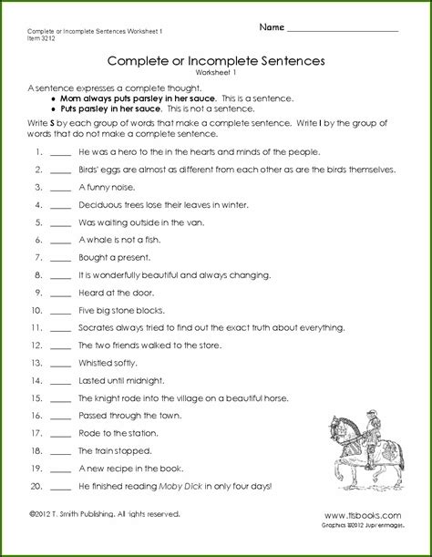 20++ Complete Sentence Worksheets – Worksheets Decoomo