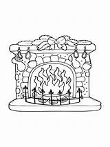 Fireplace Coloring Wood Pages sketch template