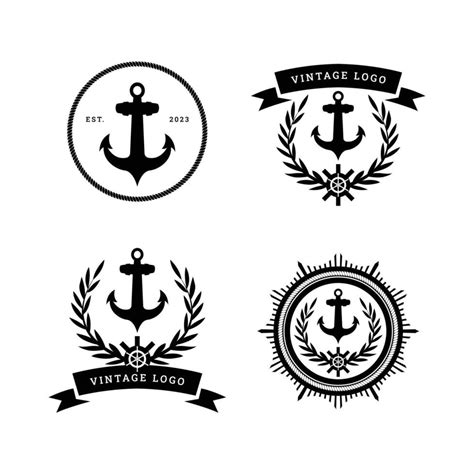 Set of vintage nautical labels, icons and design elements anchor badge 23790568 Vector Art at ...