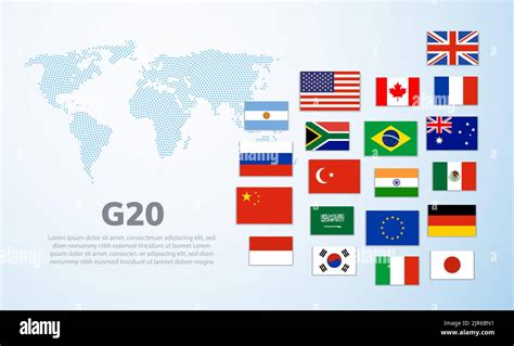 G20 world map countries infographic. Saudi Arabia Turkey Brazil european G20 country flag Stock ...