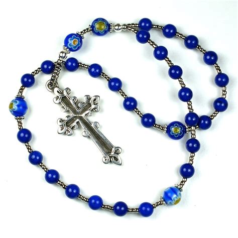 Cobalt Blue Anglican Rosary Prayer Beads