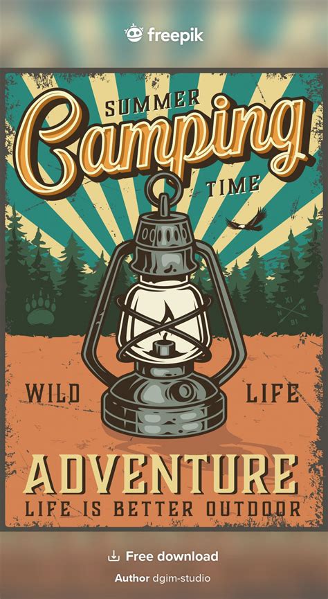 Free Vector | Vintage summer camping poster | Retro poster, Vintage poster design, Vintage posters