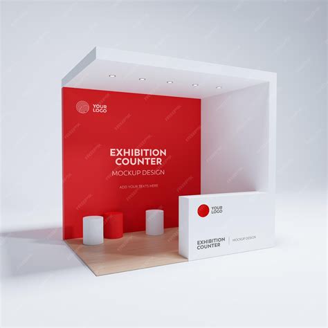 Premium PSD | Exhibition Booth Mockup White and Red