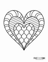 Easy Abstract Heart Coloring Pages sketch template