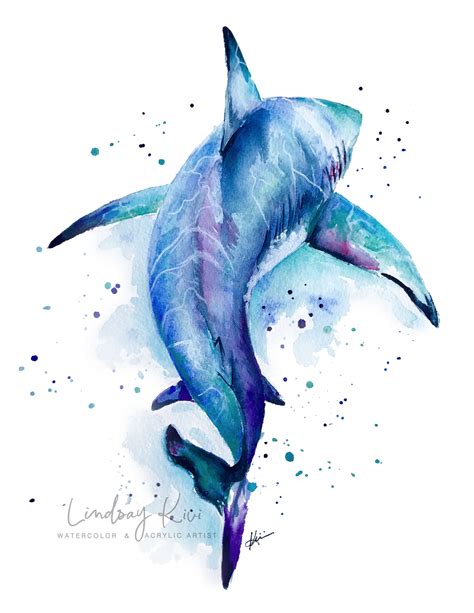 Shark Art Print Shark Watercolor Marine Life Art Animal | Etsy | Shark ...