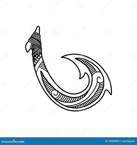 Hand Drawn Hawaiian Fish Hook Logo Design Inspiration Stock Vector - Illustration of manaia ...