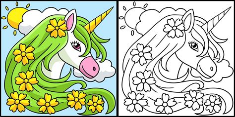 flor de unicornio para colorear para niños 7819165 Vector en Vecteezy