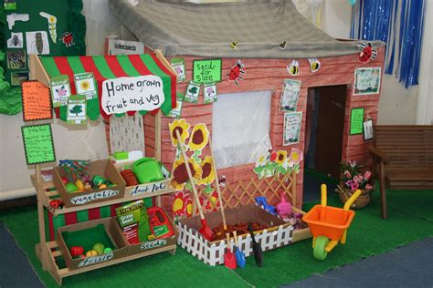 In the garden role-play | Role play areas, Garden theme classroom, Dramatic play area