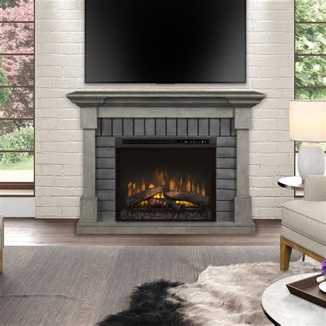 Dimplex Royce 52 in. Mantel in Smoke Stak Grey with 28 in. Electric Fireplace with Logs-GDS28L8 ...