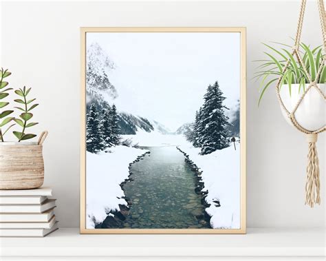 Snowy Landscape Winter Black White Photo Printable Winter - Etsy