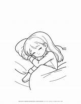Sweet Girl Sleeping Coloring Page  Printable Fun For Kids sketch template