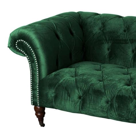 Emerald Velvet Chesterfield Three Seater Sofa. | Etsy