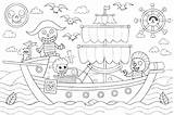 Whimsical Pirate Adventure Coloring Page For Kids Activities And Crafts  sketch template