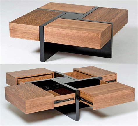 This Beautiful Wooden Coffee Table Has 4 Secret Drawers That Make For a Really Cool Design | Tea ...