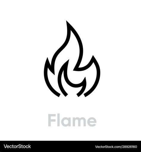 Flame and fire icon editable line Royalty Free Vector Image