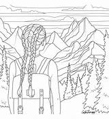 Girl Hiking Coloring Page sketch template