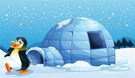 Penguin near Igloo | Illustration, Penguins, Free vector art