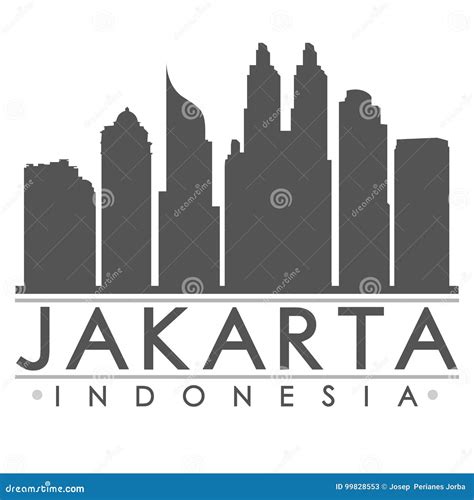 Jakarta Silhouette Design City Vector Art Stock Vector - Illustration of capital, famous: 99828553