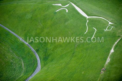 Aerial View. The Uffington White Horse, Oxfordshire . Jason Hawkes