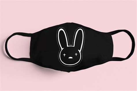 BAD BUNNY Face Mask Custom Mask Black Face Mask Unisex | Etsy