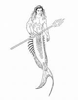 Pirate Coloring Merman Pages Adult Colouring Mermaids Mermaid Template  sketch template