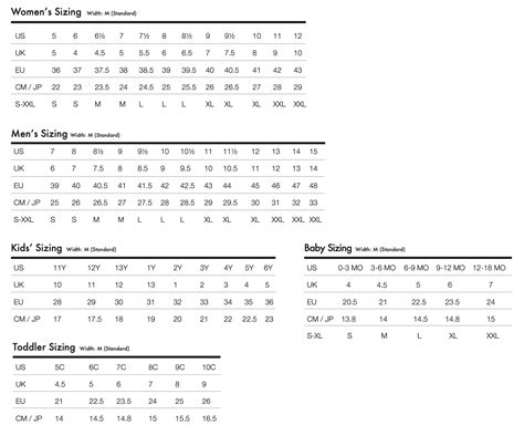 Size Chart – Lamo Footwear