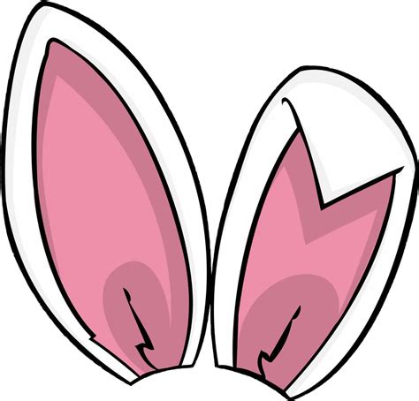 Bunny Rabbit Ears Features Face Head Pink White Girly - Clipart Rabbit Ears - Png Download ...