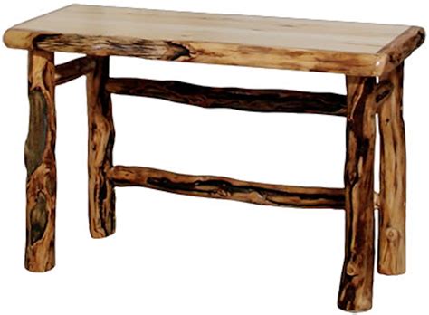 Rustic Log Home Office Table Desk (48W) in Natural Panel & Gnarly Log TDES-48-NG - High Country