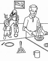 Father Cooking Omelette In Kitchen Coloring Pages  Download & Print sketch template