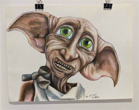 Dobby Inspired Coloured Pencil Drawing - Etsy